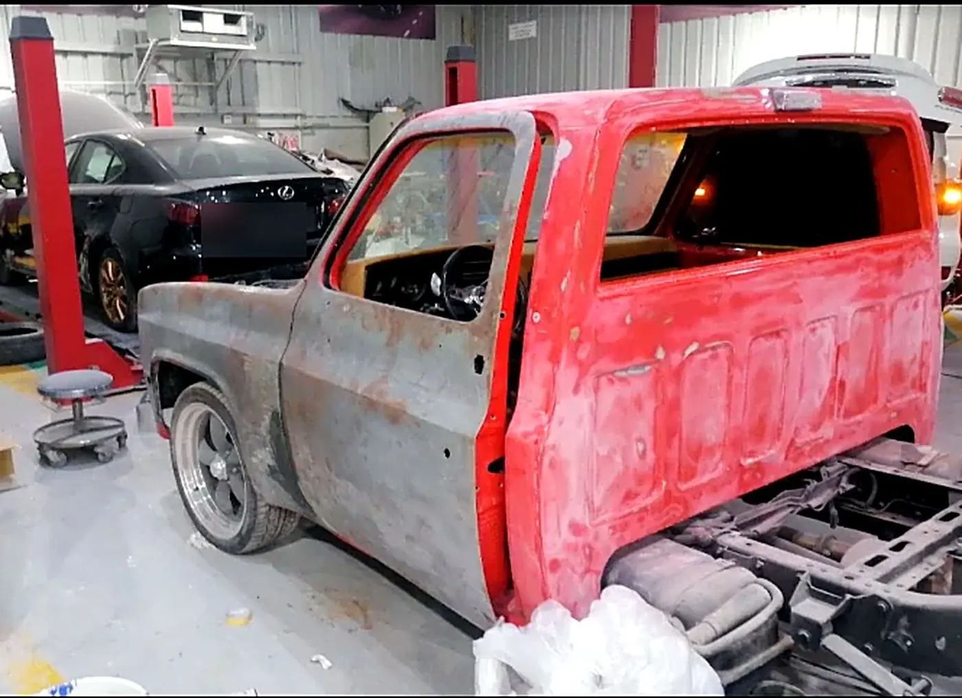 Chevrolet C10 cab stripped to metal and primer